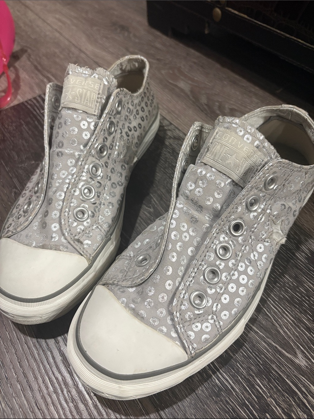 Converse Silver Sequin Low Top Sneakers